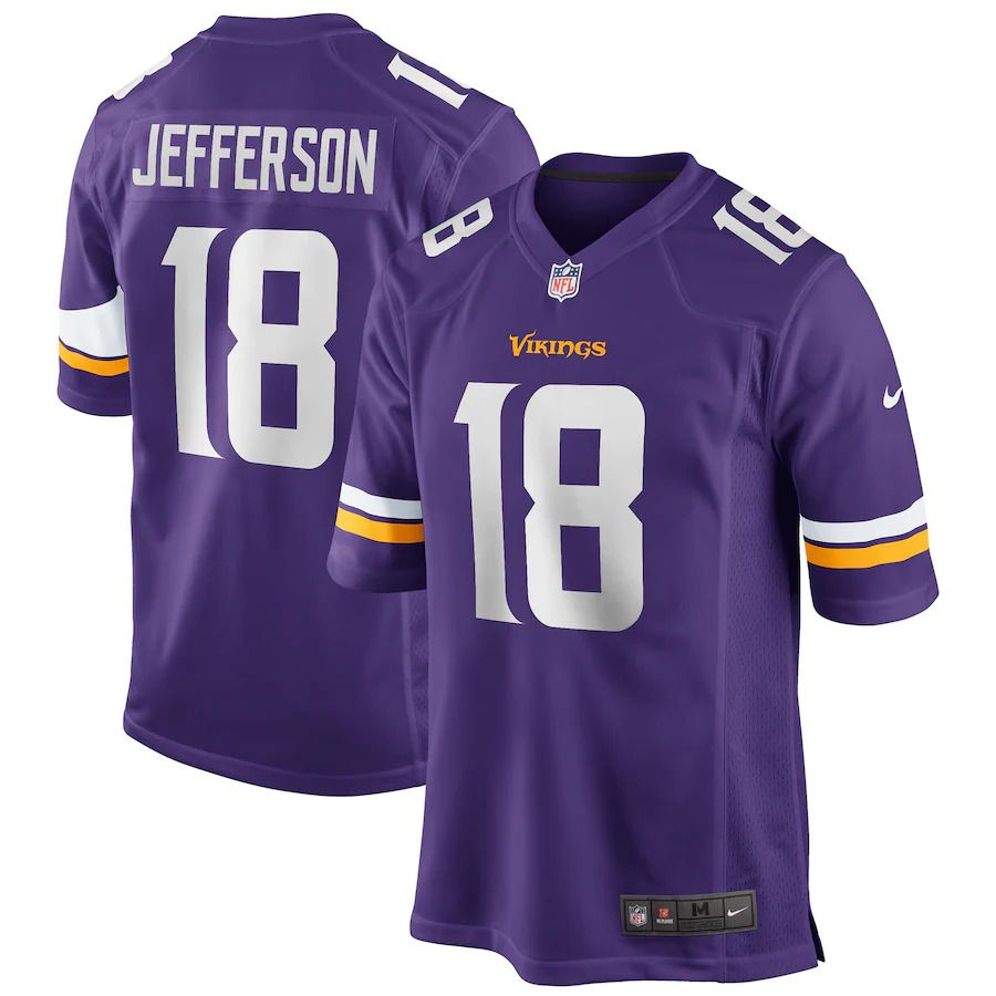 Cheap Men Minnesota Vikings 18 Justin Jefferson Nike Purple Game NFL Jersey